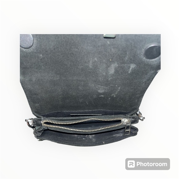 ZADIG & VOLTAIRE Rock Nano Suede Clutch - Black w Silver Hardware - Picture 9 of 10